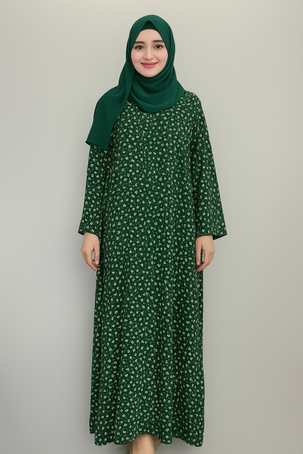 Luxury Printed Green Abaya