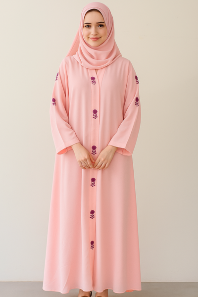Floral baby Pink Abaya