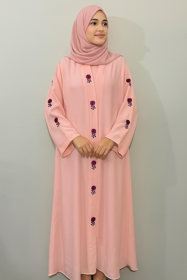 Floral baby Pink Abaya