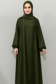 Luxurious Olive Green Abaya