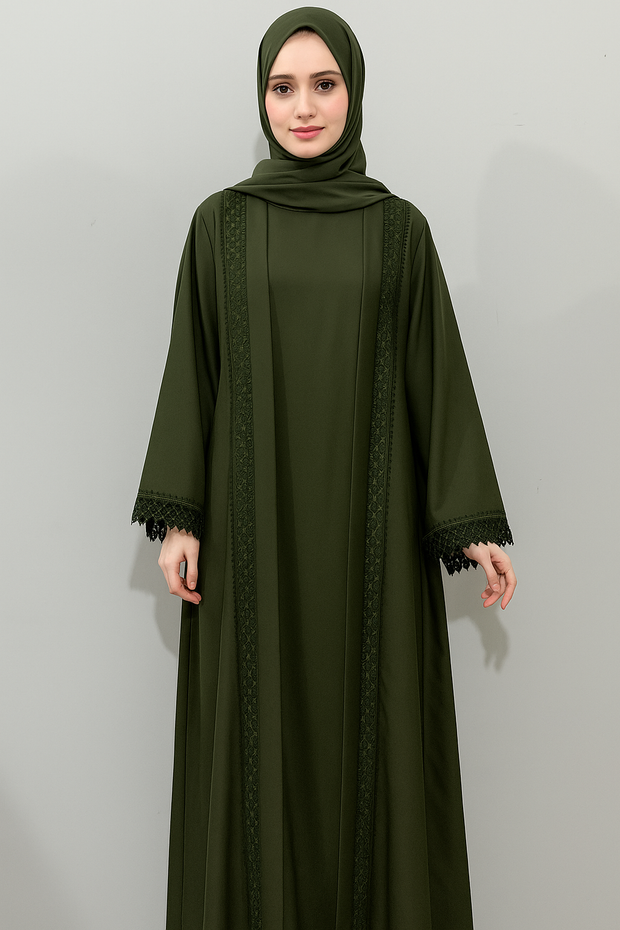 Luxurious Olive Green Abaya