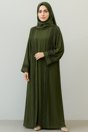 Luxurious Olive Green Abaya