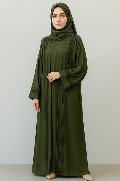 Luxurious Olive Green Abaya